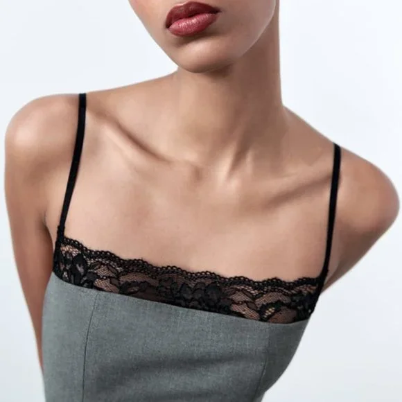 NWT LACE GRAY MNI DRESS - Picture 3 of 9